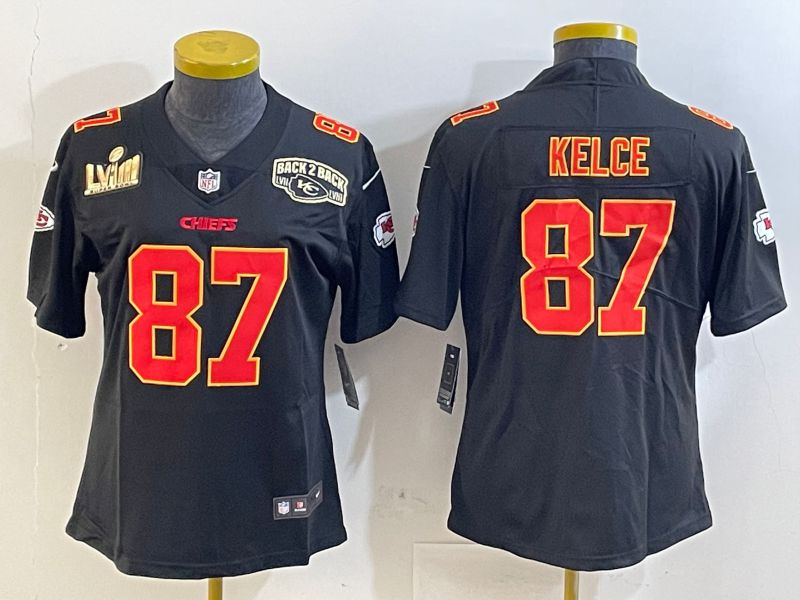 Youth Kansas City Chiefs #87 Kelce Black 2025 Nike Vapor Limited NFL Jersey style 2095